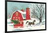 Barn, Horse-Drawn Sleigh-null-Framed Art Print