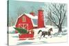 Barn, Horse-Drawn Sleigh-null-Stretched Canvas