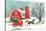 Barn, Horse-Drawn Sleigh-null-Stretched Canvas