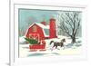 Barn, Horse-Drawn Sleigh-null-Framed Art Print