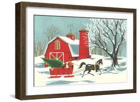 Barn, Horse-Drawn Sleigh-null-Framed Art Print