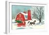 Barn, Horse-Drawn Sleigh-null-Framed Art Print