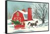 Barn, Horse-Drawn Sleigh-null-Framed Stretched Canvas