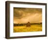 Barn in a Field of Wildflowers with Storm Clouds, Baden-Wurttemberg, Germany-null-Framed Photographic Print