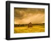 Barn in a Field of Wildflowers with Storm Clouds, Baden-Wurttemberg, Germany-null-Framed Photographic Print