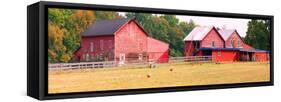 Barn in a field, Route 34, Colts Neck Township, Monmouth County, New Jersey, USA-null-Framed Stretched Canvas