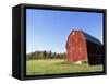 Barn in a field-Scott Barrow-Framed Stretched Canvas