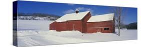 Barn in a Snow Covered Landscape, Quechee, Vermont, USA-null-Stretched Canvas