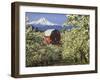 Barn in Orchard Below Mt. Hood-John McAnulty-Framed Premium Photographic Print