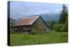 Barn in the Mist-George Johnson-Stretched Canvas