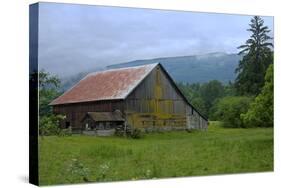 Barn in the Mist-George Johnson-Stretched Canvas