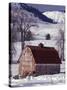 Barn in Winter, Methow Valley, Washington, USA-William Sutton-Stretched Canvas