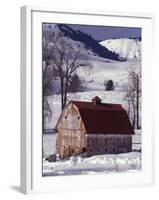 Barn in Winter, Methow Valley, Washington, USA-William Sutton-Framed Photographic Print