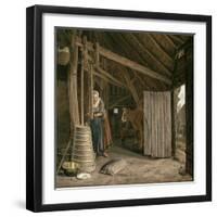 Barn Interior with a Maid Churning Butter-Govert Dircksz. Camphuysen-Framed Giclee Print