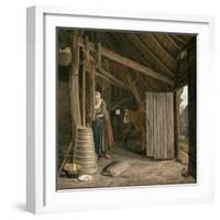 Barn Interior with a Maid Churning Butter-Govert Dircksz. Camphuysen-Framed Giclee Print