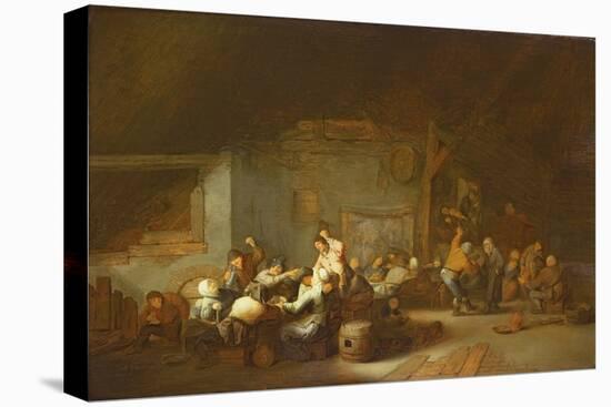 Barn Interior with Boors Carousing at a Wedding-Adriaen Jansz. Van Ostade-Stretched Canvas