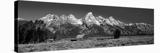 Barn on Plain before Mountains, Grand Teton National Park, Wyoming, USA-null-Stretched Canvas
