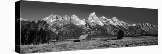 Barn on Plain before Mountains, Grand Teton National Park, Wyoming, USA-null-Stretched Canvas