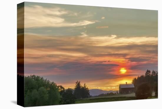 Barn on the Ridge at Sunset-Don Schwartz-Stretched Canvas