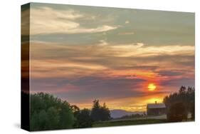 Barn on the Ridge at Sunset-Don Schwartz-Stretched Canvas