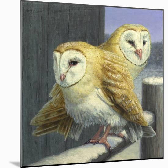 Barn Owl Couple-W Johnson James-Mounted Giclee Print