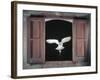Barn Owl Flying into Building Through Window Carrying Mouse Prey, Girona, Spain-Inaki Relanzon-Framed Photographic Print