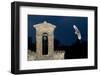 Barn Owl (Tyto Alba) Flying over a Church in Pitigliano, Tuscany, Italy-Angelo Gandolfi-Framed Photographic Print