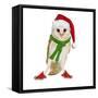 Barn Owl Wearing Christmas Hat, Scarf and Shoes-Andy and Clare Teare-Framed Stretched Canvas