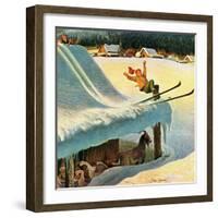 "Barn Skiing", February 17, 1951-John Clymer-Framed Giclee Print