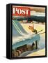 "Barn Skiing" Saturday Evening Post Cover, February 17, 1951-John Clymer-Framed Stretched Canvas