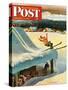 "Barn Skiing" Saturday Evening Post Cover, February 17, 1951-John Clymer-Stretched Canvas