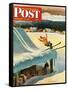 "Barn Skiing" Saturday Evening Post Cover, February 17, 1951-John Clymer-Framed Stretched Canvas