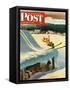 "Barn Skiing" Saturday Evening Post Cover, February 17, 1951-John Clymer-Framed Stretched Canvas