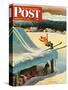 "Barn Skiing" Saturday Evening Post Cover, February 17, 1951-John Clymer-Stretched Canvas