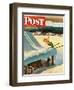 "Barn Skiing" Saturday Evening Post Cover, February 17, 1951-John Clymer-Framed Giclee Print