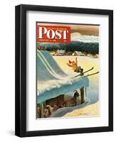 "Barn Skiing" Saturday Evening Post Cover, February 17, 1951-John Clymer-Framed Giclee Print