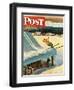 "Barn Skiing" Saturday Evening Post Cover, February 17, 1951-John Clymer-Framed Giclee Print