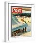 "Barn Skiing" Saturday Evening Post Cover, February 17, 1951-John Clymer-Framed Giclee Print