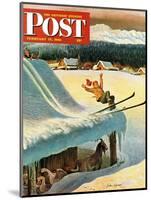 "Barn Skiing" Saturday Evening Post Cover, February 17, 1951-John Clymer-Mounted Giclee Print