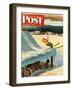 "Barn Skiing" Saturday Evening Post Cover, February 17, 1951-John Clymer-Framed Giclee Print