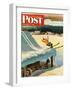 "Barn Skiing" Saturday Evening Post Cover, February 17, 1951-John Clymer-Framed Giclee Print