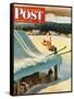 "Barn Skiing" Saturday Evening Post Cover, February 17, 1951-John Clymer-Framed Stretched Canvas