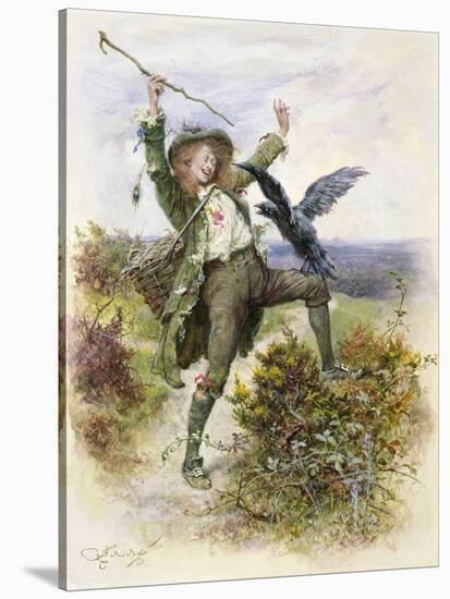 Barnaby Rudge and the Raven Grip-Frederick Barnard-Stretched Canvas