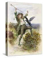 Barnaby Rudge and the Raven Grip-Frederick Barnard-Stretched Canvas