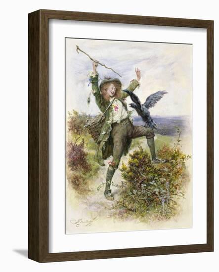 Barnaby Rudge and the Raven Grip-Frederick Barnard-Framed Giclee Print
