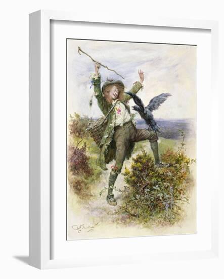 Barnaby Rudge and the Raven Grip-Frederick Barnard-Framed Giclee Print