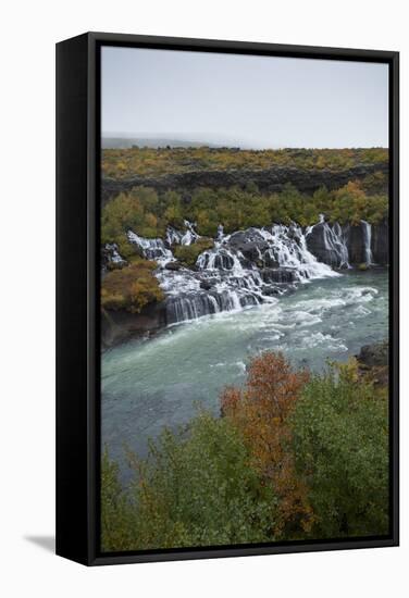 Barnafoss, Springs and Children's Falls, Iceland, Polar Regions-Michael-Framed Stretched Canvas