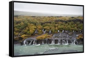 Barnafoss, Springs and Children's Falls, Iceland, Polar Regions-Michael-Framed Stretched Canvas