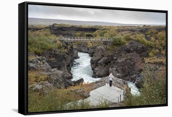Barnafoss, Springs and Children's Falls, Iceland, Polar Regions-Michael-Framed Stretched Canvas