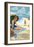 Barnegat Light, New Jersey - Beach Scene-Lantern Press-Framed Art Print